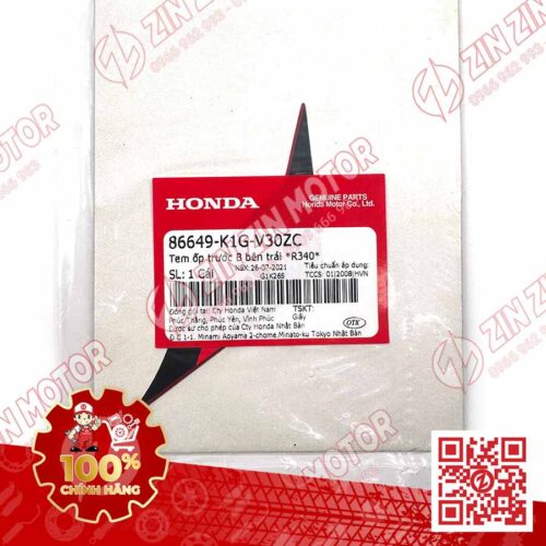 Alternative view of Tem Ốp Trước Trái B, Tem Cánh Yếm AB 2020 2021, AirBlade 125 Đỏ Đen 2021 86649K1GV30ZC Chính Hãng Honda