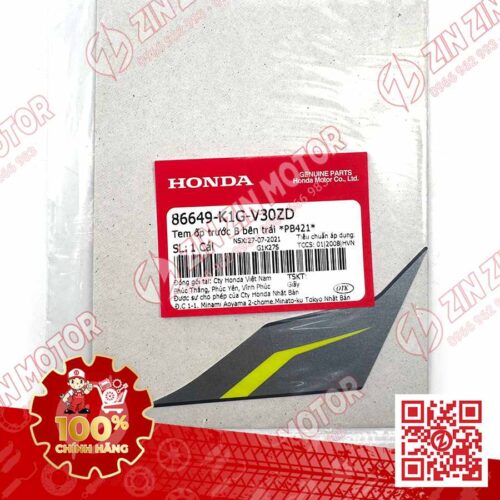 Alternative view of Tem Ốp Trước Trái B, Tem Cánh Yếm AB 2020 2021, AirBlade 125 Xanh Đen 2021 86649K1GV30ZD Chính Hãng Honda