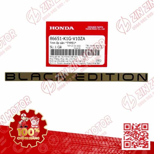 Tem Chữ Black Edition Sườn Sàn, Tem Ốp Hông AB 2020 2021, AirBlade 125 Đen Nhám 2020 86651K1GV10ZA Chính Hãng Honda