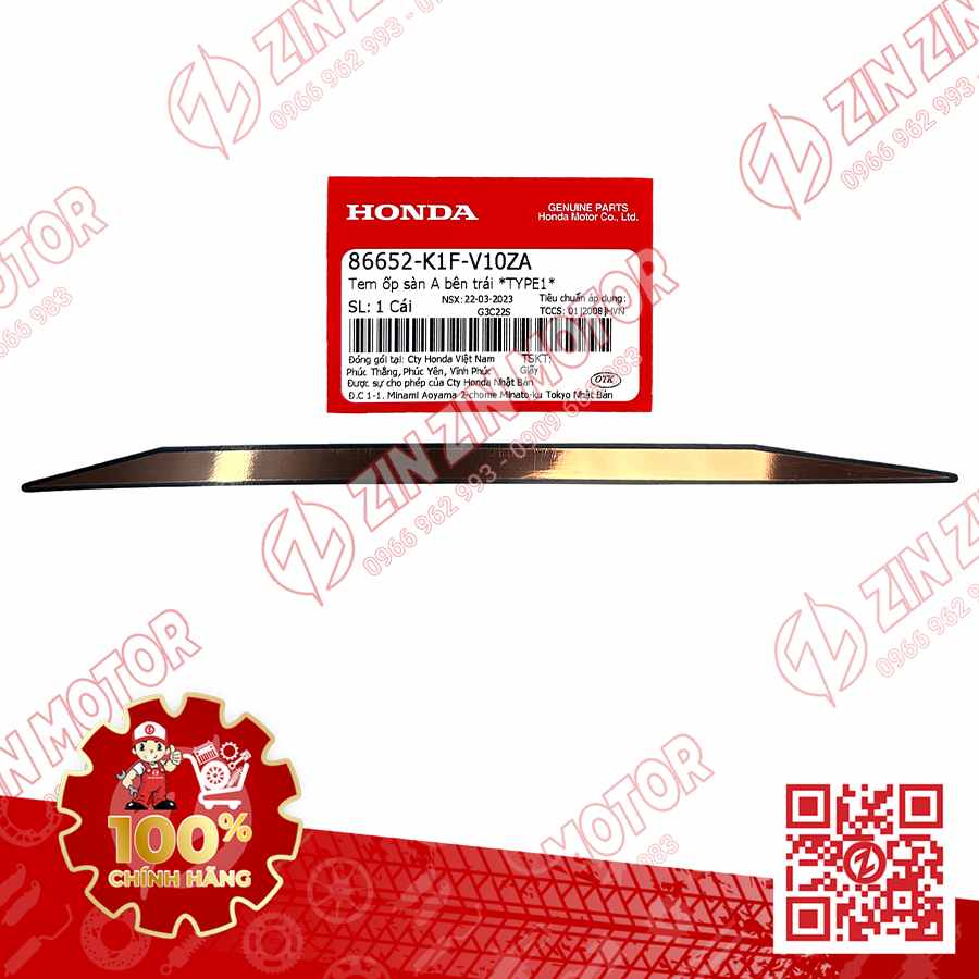 Tem Sườn Sàn Ốp Hông AB 2020 2021, AirBlade 150 Xanh Xám Đen 2020 Trái Trên 86652K1FV10ZA Chính Hãng Honda