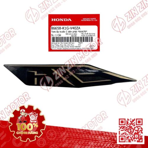 Tem Chữ AB Ốp Trước Phải, Tem Cánh Yêm AB 2020 2021, AirBlade 125 Đen Nhám 2021 86658K1GV40ZA Chính Hãng Honda