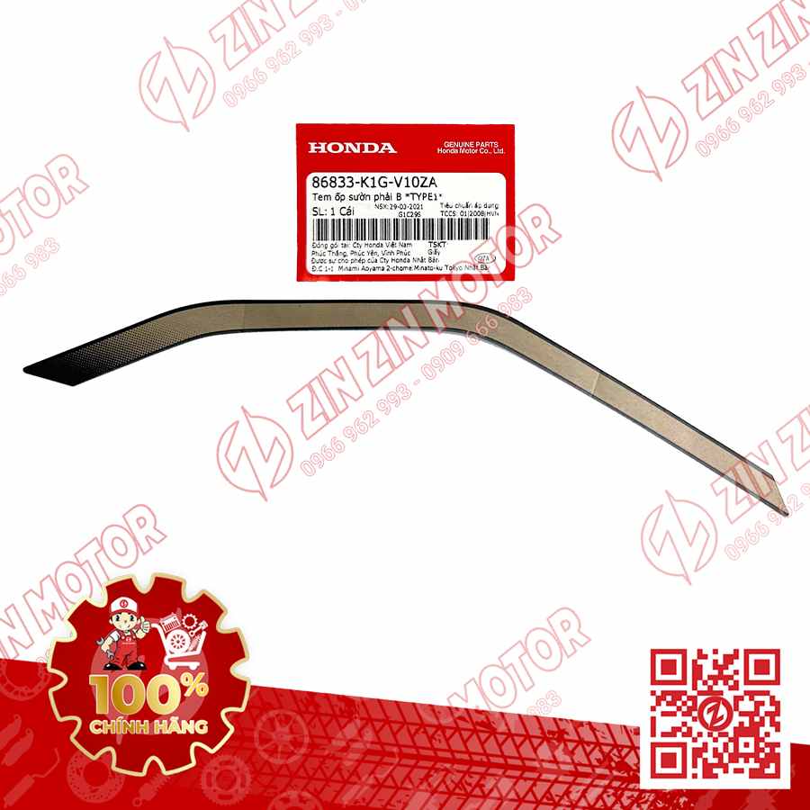Tem Ốp Trước Phải B, Tem Cánh Yếm AB 2020 2021, AirBlade 125 Đen Nhám 2020 86833K1GV10ZA Chính Hãng Honda