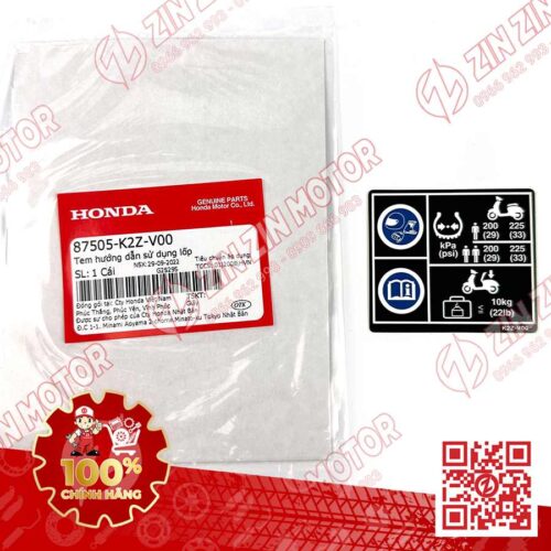 Alternative view of Tem Thông Số Lốp Và Xích Tải AB 160 2022 2023+ (AirBlade) 87505K2ZV00 Chính Hãng Honda