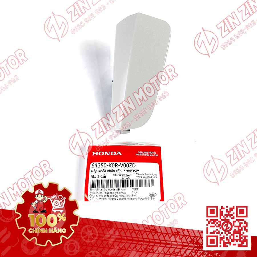 Nắp Khóa Khẩn Cấp SH 2020 - 2024+, SH160i 2023 2024+, SH 150i 2020 2021 2022, SH 125i 2020 - 2024+ Trắng NHB35P 64350K0RV00ZD Chính Hãng Honda