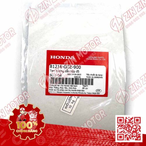Alternative view of Tem Hướng Dẫn Tải Trọng, Hộp Đồ AB 150, Air Blade 125 2020 2021, Lead 110 81218GGE900 Chính Hãng Honda