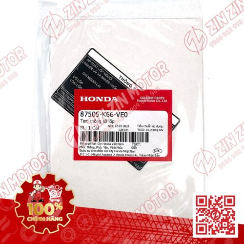 Alternative view of Tem Thông Số Lốp AB 125 2020 2021, Air Blade 125 2016 2017 2018 2019 87505K66VE0 Chính Hãng Honda
