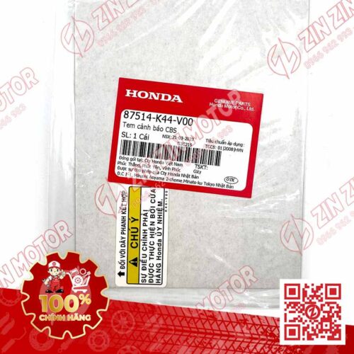 Alternative view of Tem Cảnh Báo CBS AB 125 2020 2021, AirBlade 125 2016 2017 2018 2019 , Vision 2026 87514K44V00 Chính Hãng Honda