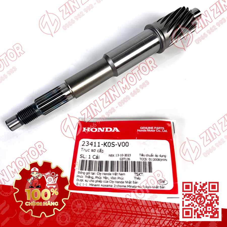 Trục Sơ Cấp 17T, Cốt Láp SH 150i 2020 2021 2022, SH160i 2023 - 2026 23411K0SV00 Chính Hãng Honda