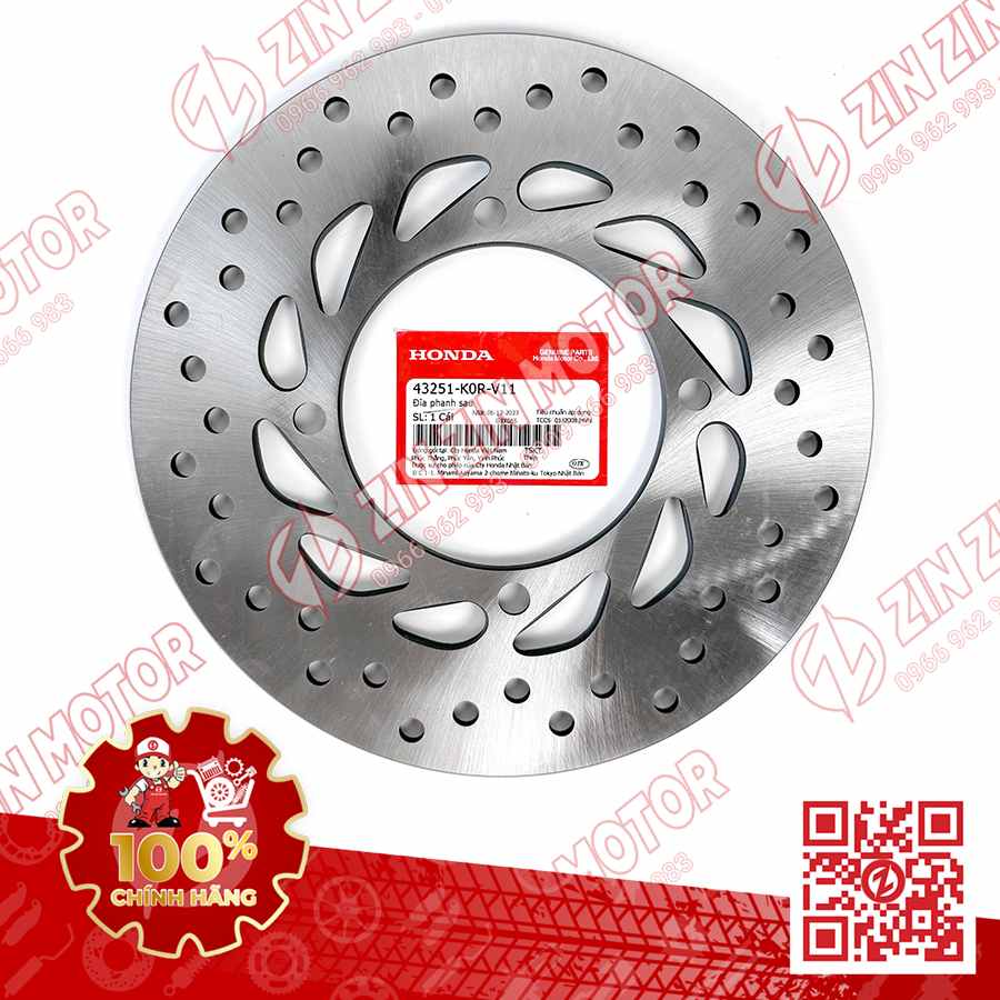 Dĩa Thắng Sau, Đĩa Phanh SH 2020 - 2023+, SH160i 2023-2026, SH 150i 2020 2021 2022, SH 125i 2020 - 2026 43251K0RV11 Chính Hãng Honda