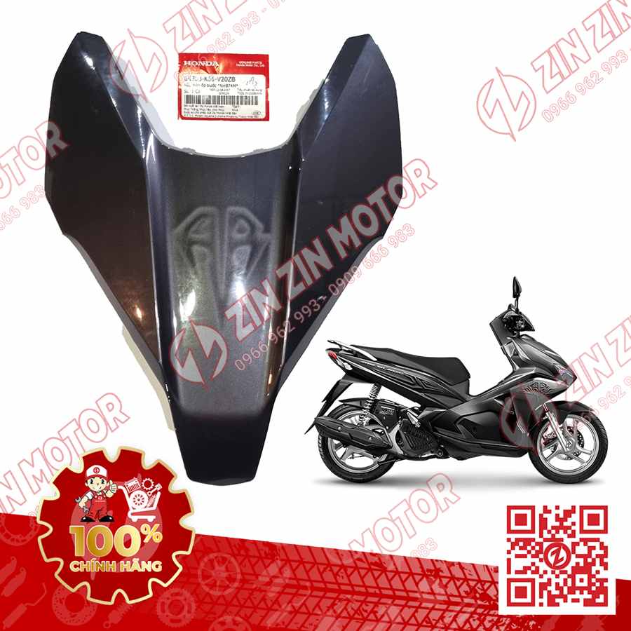 Trang Trí Nắp Trên Ốp Mặt Trước, Mặt Nạ Nhỏ AB 2016, Air Blade 125 2017 2018 2019 Xám Đen NHB74M 64303K66V20ZB Chính Hãng Honda