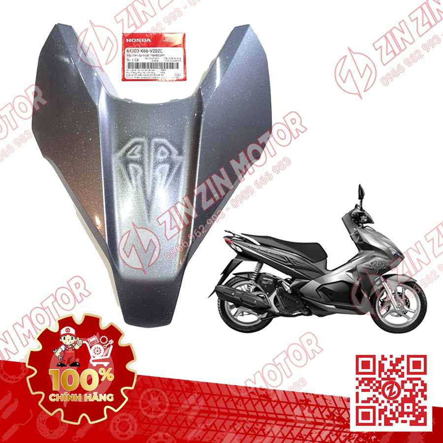 Trang Trí Nắp Trên Ốp Mặt Trước, Mặt Nạ Nhỏ AB 2016, Air Blade 125 2017 2018 2019 Xám Bạc NHB51M 64303K66V20ZC Chính Hãng Honda
