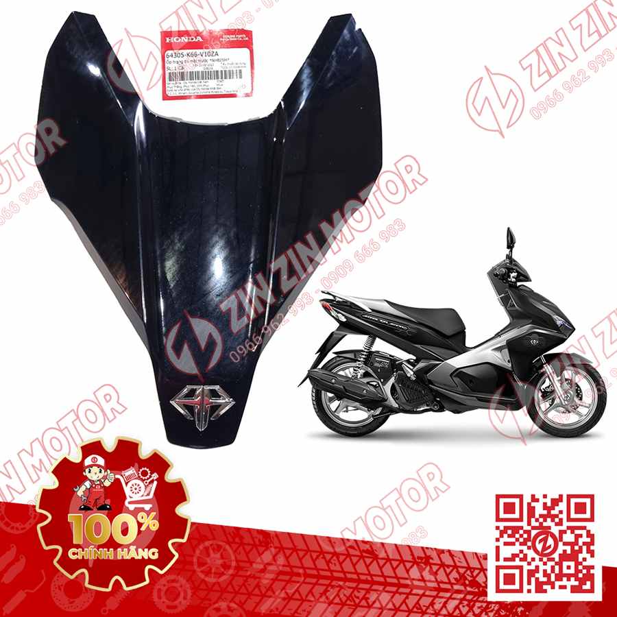 Trang Trí Nắp Trên Ốp Mặt Trước, Mặt Nạ Nhỏ AB 2016, Air Blade 125 2017 2018 2019 Đen Logo AB Nhỏ NHB25M 64305K66V10ZH, 64305K66V10ZA Chính Hãng Honda