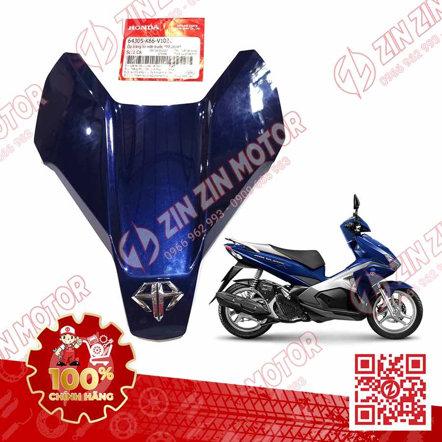 Trang Trí Nắp Trên Ốp Mặt Trước, Mặt Nạ Nhỏ AB 2016, Air Blade 125 2017 2018 2019 Xanh Logo AB Nhỏ PB390M 64305K66V10ZF, 64305K66V10ZC Chính Hãng Honda