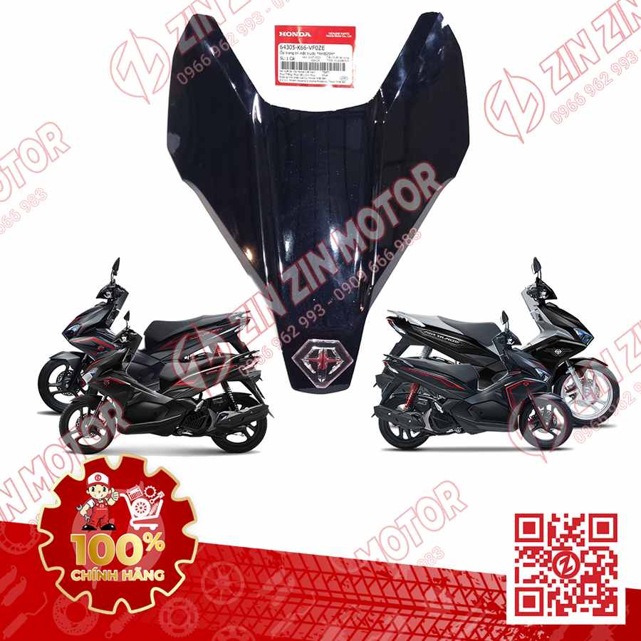 Trang Trí Nắp Trên Ốp Mặt Trước, Mặt Nạ Nhỏ AB 2016, Air Blade 125 2017 2018 2019 Đen Logo AB Lớn NHB25M 64305K66VF0ZE Chính Hãng Honda