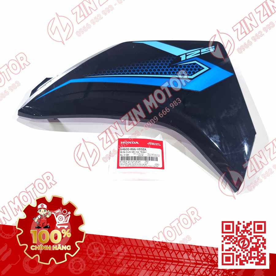 Ốp Bửng Trước Trái, Cánh Yếm Xe AB 2018, Air Blade 125 2018 Đen Tem Xanh TYPE4 64600K66VE0ZA Phiên Bản Tiêu Chuẩn Chính Hãng Honda