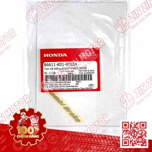 Alternative view of Tem Dè Trước, Tem Combi Brake SH160i 2023+, SH 150i 2017 - 2022, SH 125i 2017 - 2023+, SH Mode 2014+ Bạc (Trắng) 86611K01900ZA Chính Hãng Honda