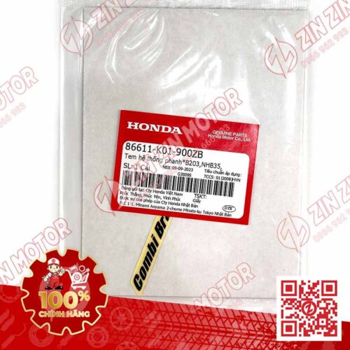 Alternative view of Tem Dè Trước, Tem Combi Brake SH160i 2023+, SH 150i 2017 - 2022, SH 125i 2017 - 2023+, SH Mode 2014+ Đen 86611K01900ZB Chính Hãng Honda