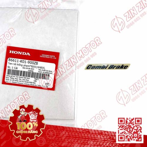 Tem Dè Trước, Tem Combi Brake SH160i 2023+, SH 150i 2017 - 2022, SH 125i 2017 - 2023+, SH Mode 2014+ Đen 86611K01900ZB Chính Hãng Honda