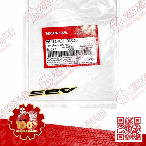 Alternative view of Tem Dè Trước, Tem ABS SH160i 2023 - 2026, SH 150i 2017 - 2022, SH 125i 2017 - 2026, SH Mode 2020+ 86611K01D10ZB Đen Chính Hãng Honda