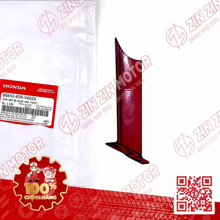 Tem Ốp Mặt Nạ Trước SH160i 2023, SH 125i 2023 Đỏ 86642K0RVA0ZA Chính Hãng Honda