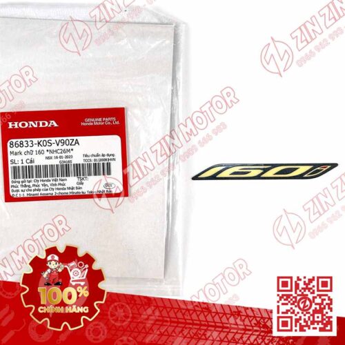Tem Chữ 160i, Tem Ốp Sườn SH160i 2023 - 2026 Màu Xám NHC26M 86833K0SV90ZA Chính Hãng Honda