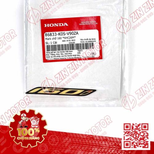 Alternative view of Tem Chữ 160i, Tem Ốp Sườn SH160i 2023 - 2026 Màu Xám NHC26M 86833K0SV90ZA Chính Hãng Honda