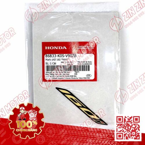 Alternative view of Tem Chữ 160i, Tem Ốp Sườn SH160i 2023 - 2026 Màu Đen NH1 86833K0SV90ZB Chính Hãng Honda