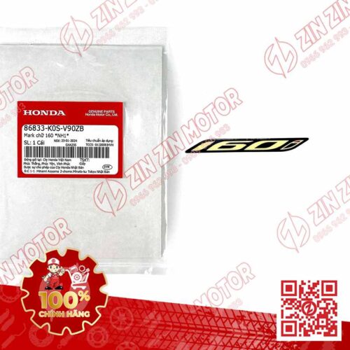 Tem Chữ 160i, Tem Ốp Sườn SH160i 2023 - 2026 Màu Đen NH1 86833K0SV90ZB Chính Hãng Honda