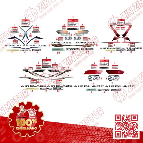 Tem Xe AB 2020 2021 Zin, AirBlade 150, Air Blade 125 Chính Hãng Honda Đủ Màu - ZZM