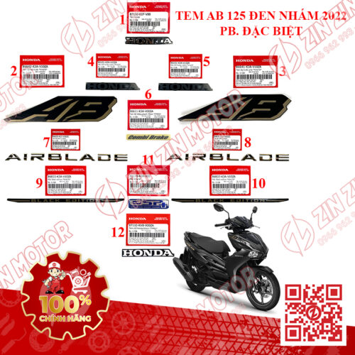 Alternative view of Tem AB 2022 -2025 Zin, AirBlade 160 2022-2025, Air Blade 125 2022-2025 Zin Đủ Màu Chính Hãng Honda - ZZM