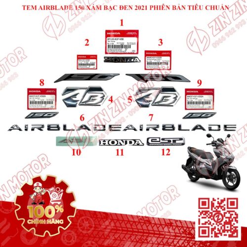 Alternative view of Tem Xe AB 2020 2021 Zin, AirBlade 150, Air Blade 125 Chính Hãng Honda Đủ Màu - ZZM