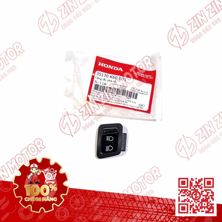 Nút Pha Cốt, Công Tắc Pha Cos AB 2016 - 2017 Phiên Bản Cao Cấp, Phiên Bản Đen Mờ, Air Blade 125 2018 - 2019, Vario 125 2017 35170K60B01 Chính Hãng Honda