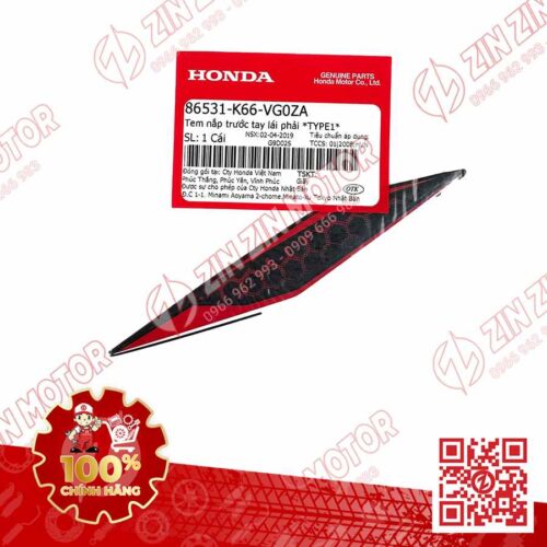 Alternative view of Tem Ốp Đầu Phải AB 2018, Air Blade 125 2018 Đen Nhám Phiên Bản Kỷ Niệm 10 Năm 86531K66VG0ZA Chính Hãng Honda