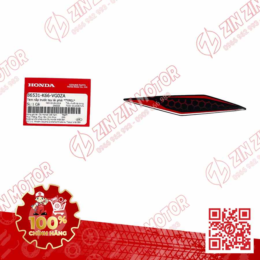 Tem Ốp Đầu Phải AB 2018, Air Blade 125 2018 Đen Nhám Phiên Bản Kỷ Niệm 10 Năm 86531K66VG0ZA Chính Hãng Honda