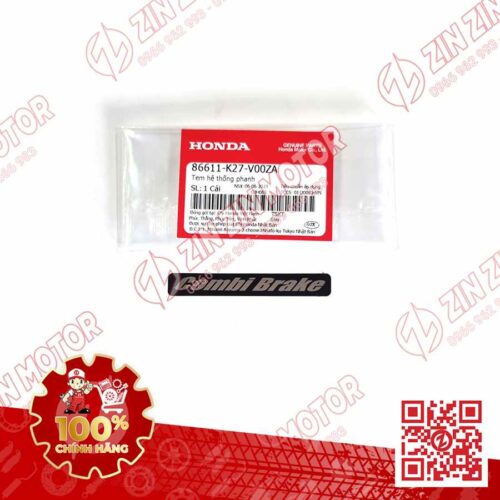 Tem Combi Brake Dè Trước AB 2016, Air Blade 125 2017 2018 2019 86611K27V00ZA Chính Hãng Honda