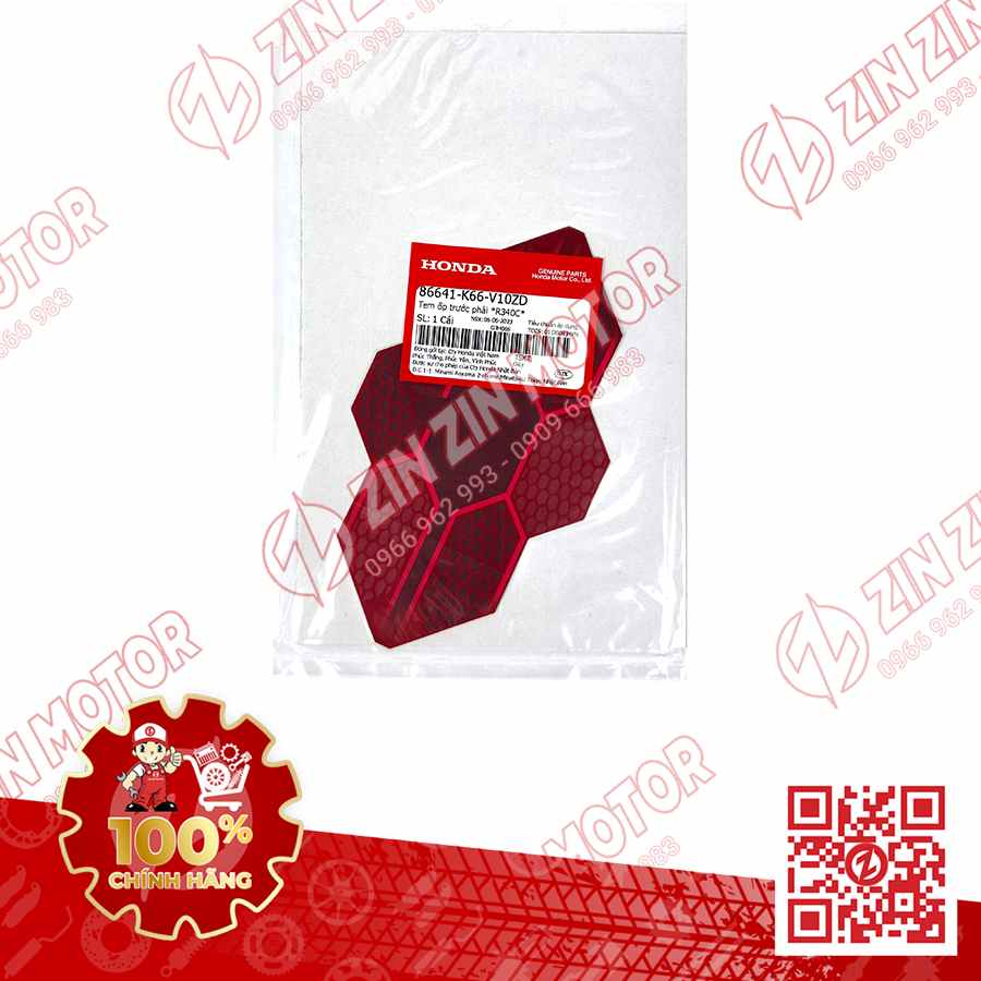 Tem Bửng Trước, Tem Cánh Yếm AB 2016, Air Blade 2016 Đỏ Bạc Phiên Bản Cao Cấp 86641K66V10ZD Chính Hãng Honda