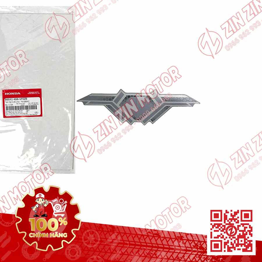 Tem Bửng Trước, Tem Cánh Yêm AB 2018, Air Blade 125 2018 Xám Bạc 86641K66VF0ZB Chính Hãng Honda