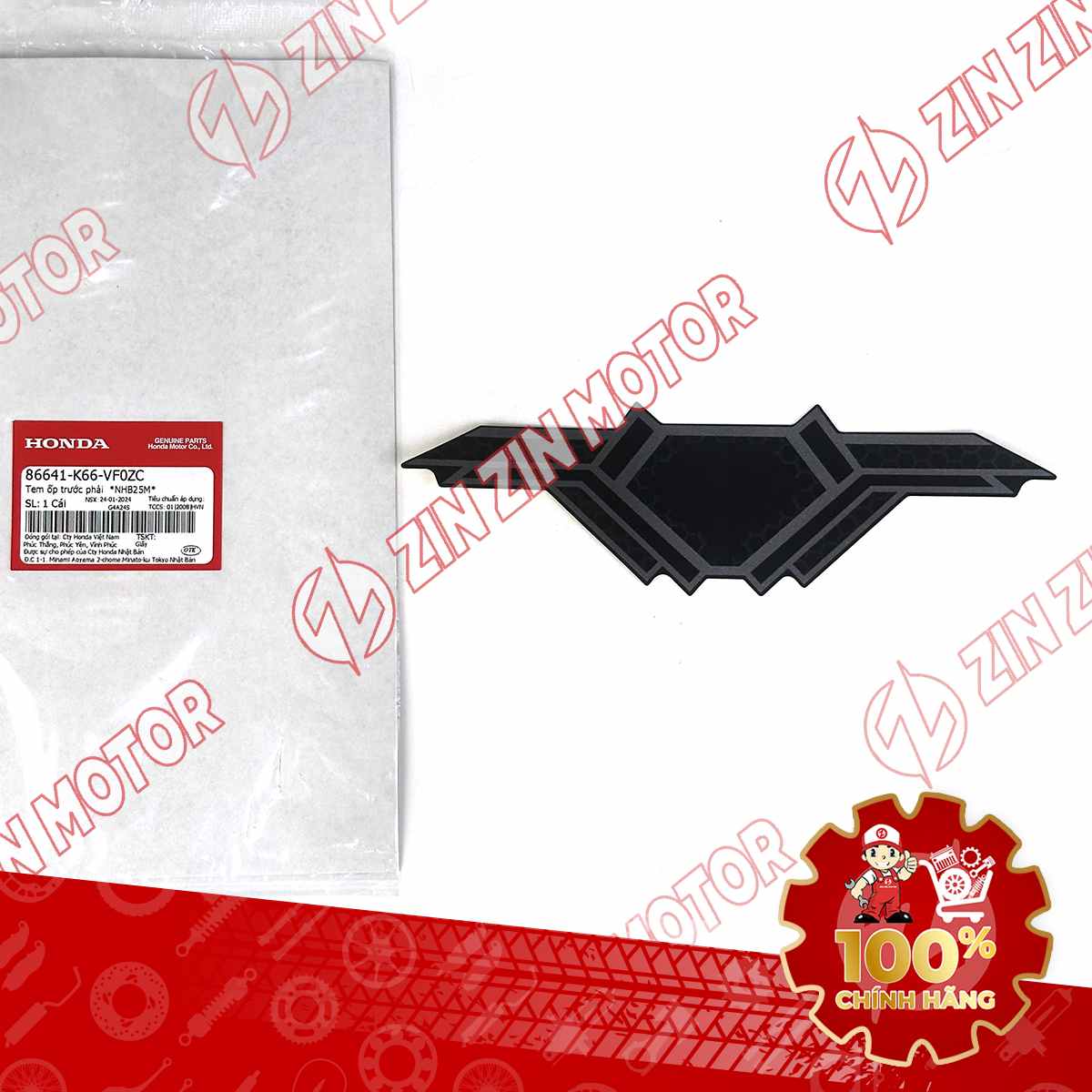 Tem Bửng Trước, Tem Cánh Yêm AB 2018, Air Blade 125 2018 Đen Bạc 86641K66VF0ZC Chính Hãng Honda