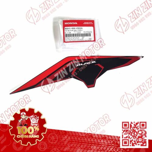 Tem Bửng Trước Phải, Tem Cánh Yếm AB 2017, Air Blade 125 2017 Đen Nhám Phiên Bản Đen Mờ 86641K66V90ZA Chính Hãng Honda