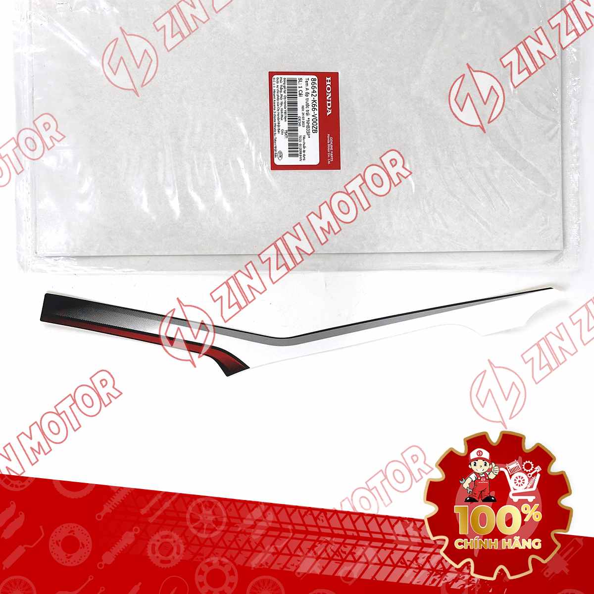 Tem Bửng Trước Trái Trên, Tem Cánh Yếm AB 2016, Air Blade 125 2016 Trắng Đen Phiên Bản Thể Thao 86642K66V00ZB Chinh Hãng Honda