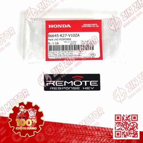 Tem Chữ Remote PESPONSE AB 125, Air Blade 2012 - 2015, Air Blade 2016 - 2019 86645K27V10ZA Chính Hãng Honda