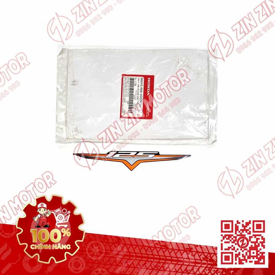 Tem Số 125 Cánh Yếm AB 2016, Air Blade 125 2016 Cam Đen Phiên Bản Thể Thao TYPE3 86645K66V00ZA Chính Hãng Honda