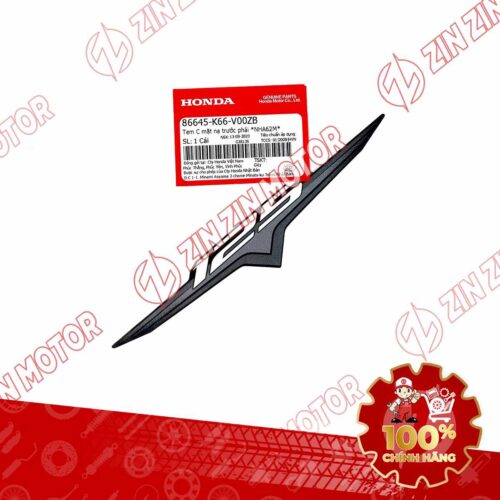 Alternative view of Tem Số 125 Cánh Yếm AB 2016, Air Blade 125 2016 Cam Đen Phiên Bản Thể Thao TYPE2 86645K66V00ZB Chính Hãng Honda