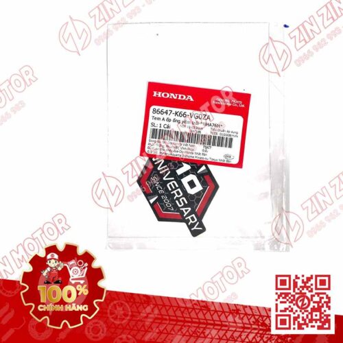 Alternative view of Tem Dán Biểu Tượng Kĩ Niệm 10 Năm Honda AB 2018, Air Blade 125 2018 Đen Nhám 86647K66VG0ZA Chính Hãng Honda