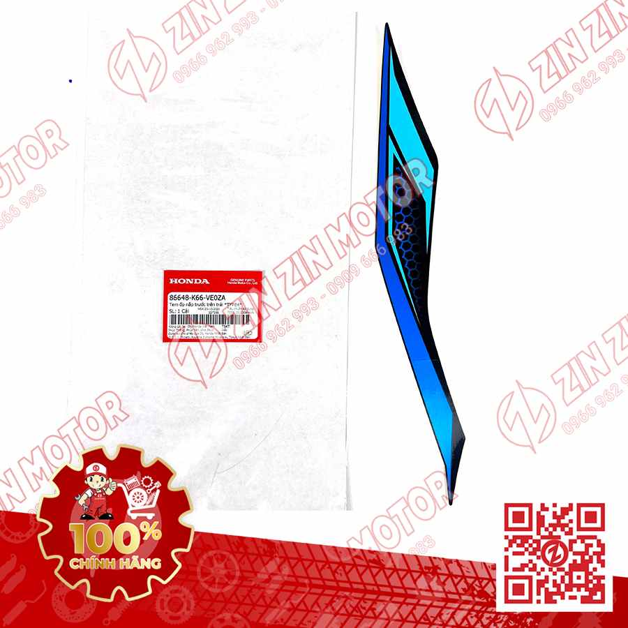 Tem Ốp Nắp Trước Trái, Tem Mặt Nạ AB 2018, Air Blade 125 2018 Xanh Đen Phiên Bản Tiêu Chuẩn 86648K66VE0ZA Chính Hãng Honda