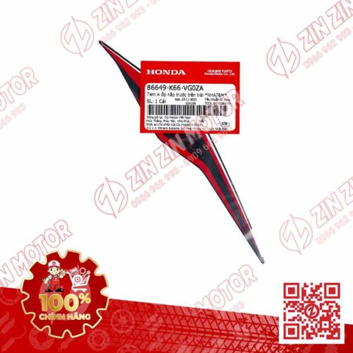 Alternative view of Tem Ốp Nắp Trước Trái, Tem Mặt Nạ AB 2018, Air Blade 125 2018 Đen Nhám Phiên Bản Kỷ Niệm 10 Năm 86649K66VG0ZA Chính Hãng Honda