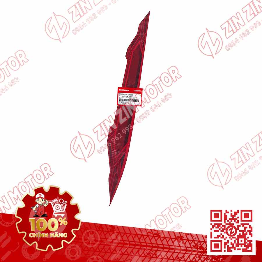 Tem Bụng Sau Phải, Tem Ốp Sườn AB 2018, Air Blade 125 2018 Đỏ Bạc Phiên Bản Cao Cấp 86831K66VF0ZE Chính Hãng Honda