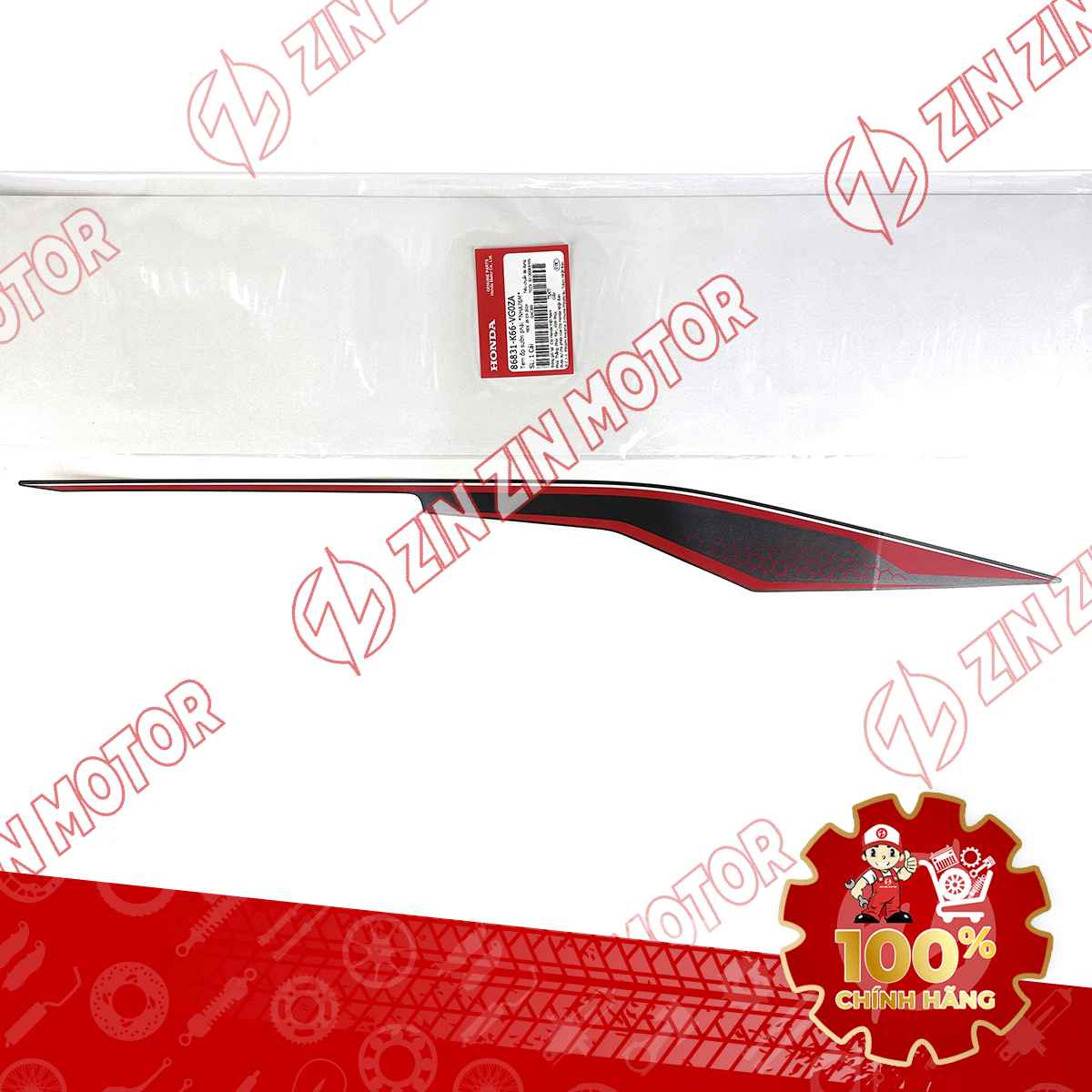 Tem Bụng Sau Phải, Tem Ốp Sườn AB 2018, Air Blade 125 2018 Đen Nhám Phiên Bản Kỷ Niệm 10 Năm 86831K66VG0ZA Chính Hãng Honda