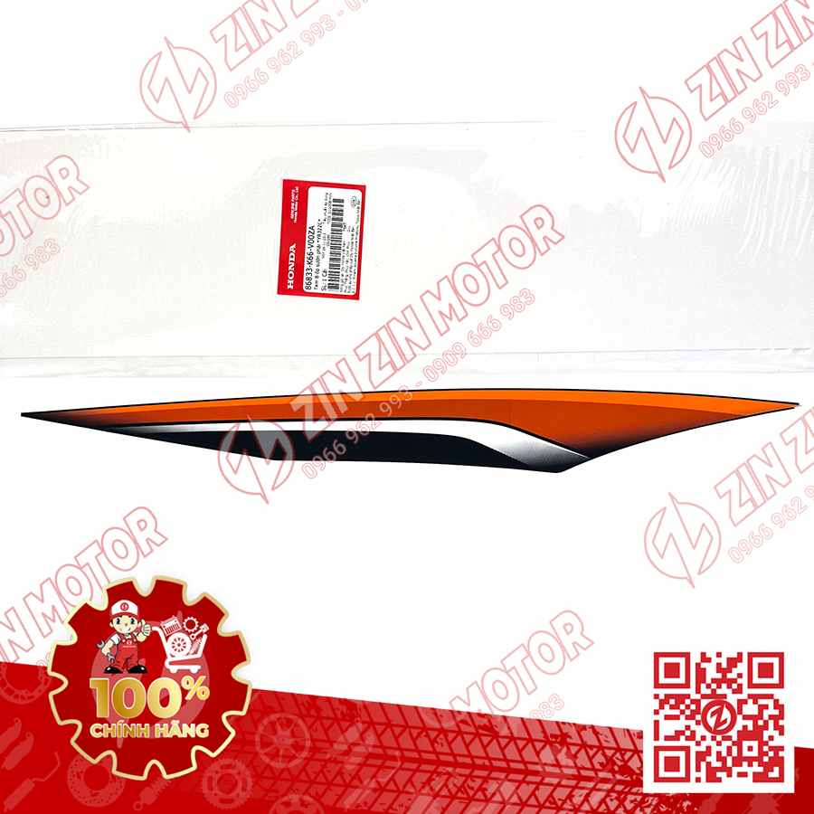 Tem Bụng Sau Phải Dưới, Tem Ốp Sườn AB 2016, Air Blade 125 2016 Cam Đen Phiên Bản Thể Thao 86833K66V00ZA Chính Hãng Honda