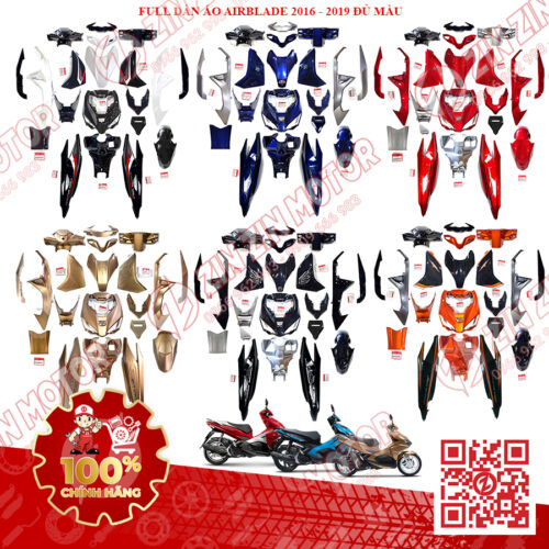 Dàn Áo Xe AB 2016, Dàn Áo AirBlade 2017, 2018, 2019 Chính Hãng Honda Đủ Màu